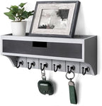 Rebee Vision Key Holder Wall Mount with Shelf for Apartment, Gray & Black by REBEEVISION