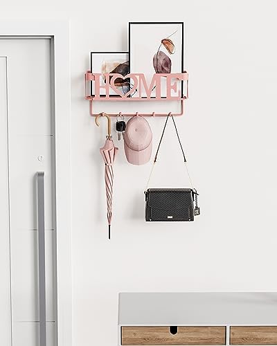 Key Holder for Wall - Adhesive Key Rack with 5 Key Hooks, 11.02" L×2.75" W×4.92" H, Key and Mail Organizer Wall Mount, Key Hanger for Wall, Entryway, House, Living Room Decor(Pink) - Image 5