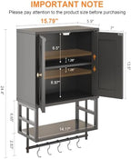 Bathroom Wall Cabinet, Farmhouse Medicine Storage with Towel Bar, Black - Image 3