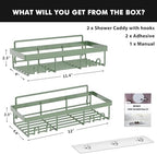 Moforoco Shower Caddy Shelf Organizer Rack, Self Adhesive Black Bathroom Shelves Basket, Home Farmhouse Wall Inside Organization and Storage Decor Rv Accessories, First Camper Apartment Essentials - Image 6