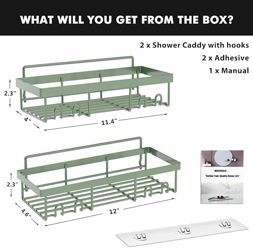 Moforoco Shower Caddy Shelf Organizer Rack, Self Adhesive Black Bathroom Shelves Basket, Home Farmhouse Wall Inside Organization and Storage Decor Rv Accessories, First Camper Apartment Essentials - Image 6