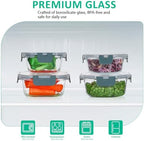 KOMUEE 24 Pieces Glass Food Storage Containers Set, Gray - Image 3
