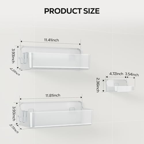 Nieifi Adhesive Shower Shelves, Clear, 3 Pieces - Image 2