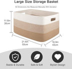OIAHOMY Blanket Basket Laundry Basket Dog Toy Basket 75L Light Yellow - Image 3