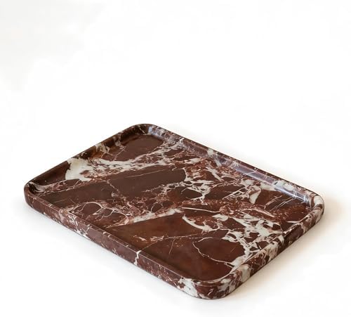 Purple Red Marble Vanity Tray for Jewelry 9.84in by SIRIZEN-DIVING