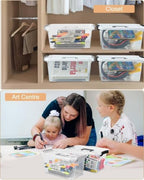 AREYZIN Plastic Storage Bins With Lids,6 Pack Storage Organizer Bins,7 Quart Stackable Storage container with Lid and Gray Handle Buckle Easy for Home Office Organization, with White Lids - Image 5