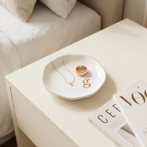 Ceramic Jewelry Tray, White Initial G Personalized Jewelry Dish - Image 6