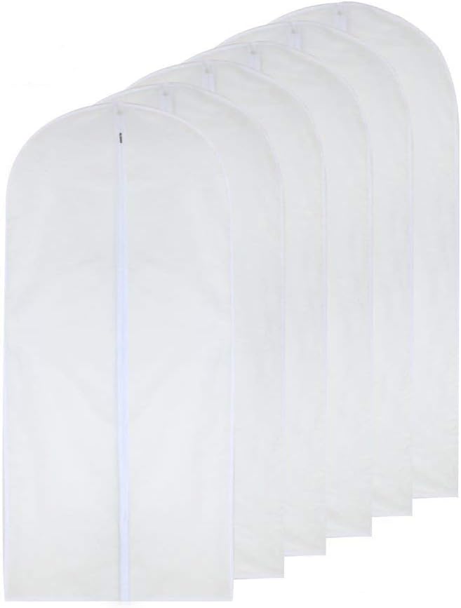 Garment Bags for Hanging Clothes 24'' x 40'' Suit Hanging Garment Bags White Breathable Suit Covers for Closet Full Zipper Dust Cover for Suits Dance Clothes Closet Pack of 6 by HomeClean