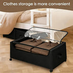 Under Bed Storage with Wheels, 4-Pack Under the Bed Storage Containers with Clear Lids & Label, Underbed Storage Bins, XXXL 85L 11 inches Rolling Metal Drawer for Clothes, Shoes, Toys, Books - Black - Image 5