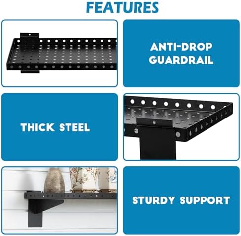 Slatwall Shelves 24x10 Inch, Slatwall Accessories for Retail, Garage, Home Storage, Heavy Duty Slat Wall Hanging Shelf (4, White) - Image 5