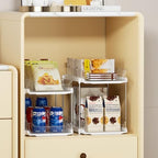 Delamu 4 Pack 2-Tier Bathroom Under Sink Organizers and Storage, Multi-Purpose Stackable Pantry Organization and Storage, Pull Out Clear Kitchen Bathroom Cabinet Organizer with Movable Dividers, White - Image 3