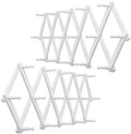WEBI Accordion Wall Hanger,Expandable Wooden Coat Rack,Accordion Hat Rack for Wall for Hats,Caps,16 Peg Hooks,White,2 Packs by WEBI