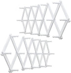 WEBI Accordion Wall Hanger,Expandable Wooden Coat Rack,Accordion Hat Rack for Wall for Hats,Caps,16 Peg Hooks,White,2 Packs by WEBI