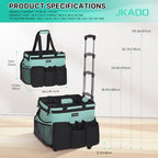 JKAOO Large Rolling Cleaning Caddy Bag with Detachable Trolley, Blue-Green - Image 2
