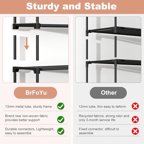 32.3" Widening Design Shoe Rack for Closet 16 Pairs Small Spaces Non-Woven 3 Tier Shoe Organizer Stackable Metal Shoe Shelf for Entryway, Bedroom - Image 6
