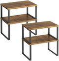 Kitchen Cabinet Organizer Shelf Set of 4, Sturdy Kitchen Counter Shelves with Metal Legs, Stackable Expandable Wood Spice Rack Pantry Cupboard Dish Mug Cup Storage Organizer Shelf, Rustic Brown by SelefrecosStorage