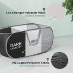 Collapsible Laundry Baskets with 3 Compartments, Black + Grey + Begie - Image 4