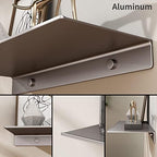 Danpoo 16 inch Gray Floating Shelf for Wall Organizer & Storage, Display Shelf, Metal Wall Shelf for Bathroom, Living Room, Kitchen, Bedroom - Image 6