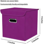 Closet Organizers Fabric Storage Bins With Lids Collapsible Cube Storages Organizer Basket With Handles,Storage Boxes for Clothes Storage,Office,Toys,3 Pack,（Purple - Image 2