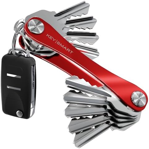 KeySmart Original Key Holder - Compact Key Organizer for Key Chain, Minimalist Clutter-Free EDC Keychains Key Ring, Red, 14 Keys by KeySmart