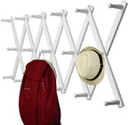 WEBI Accordion Wall Hanger,Expandable Wooden Hat Rack for Wall Mounted Coat Rack,Accordion Hat Hooks Holder for Baseball Caps,17 Peg Hooks,White by WEBI