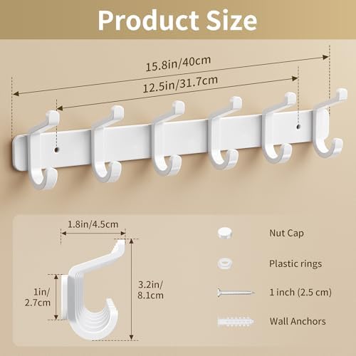 Coat Rack Wall Mount Heavy Duty, Wall Coat Hanger with Hooks, White 1 Pack - Image 5
