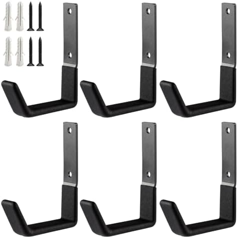 Heavy Duty Wall Mount Hooks - 6 Pack, Small, Organizer with U Hooks Hangers for Garden Hose, Tools & More by Unknown