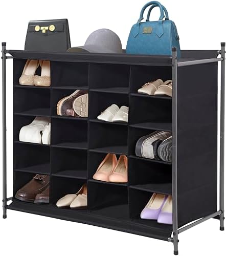 STORAGE MANIAC Stackable Shoe Cubby Organizer, Free Standing Shoe Cube Rack for Entryway, Bedroom, Apartment, Closet, 20-Cube Black by STORAGEMANIAC