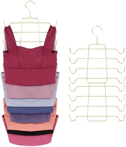 ZEDODIER 4 Pack Tank Top Hanger, Bra Organizer for Closet, Space Saving | 64 Hooks Total, Sturdy Metal, 360° Rotating, Foldable Design, Hanging Closet Organizers and Storage for Apartments and Dorms by ZEDODIER