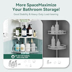 Corner Shower Caddy Tension Pole, 4 Tier Rustproof Shower Tension Rod Organizer, Adjustable 25-125 Inch Bathroom Shower Organizer Shelves for Bathtub Shampoo Storage, White - Image 4