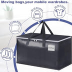 StorageRight Heavy Duty Moving Boxes-Moving Bags with Zipper, Reinforced Handles and Tag Pocket-Collapsible Moving Supplies-Totes for Storage Great for Moving, Storage and Travel 93L(Gray-8 Pack) - Image 3
