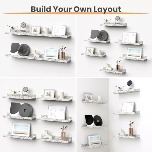 upsimples Floating Shelves for Wall Decor Storage Rustic White,6Pcs 15.7'' - Image 4