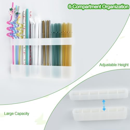 Straw Holder for Cabinet Door, Silicone Straw Organizer for Cabinet Door, Kitchen Cabinet Organizer Reusable Straws Dispenser for Home Kitchen Accessories (Transparent) - Image 4