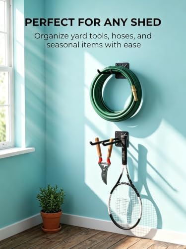 HJW 4 Pack Metal Wall Mount Garage Double Storage Hooks - Image 4
