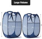 TECHMILLY Upgraded 105L Collapsible Mesh Pop Up Laundry Hamper with Sturdy Handles and Side Pocket - Portable Foldable Clothes Baskets for Dorm, Bathroom & Travel Storage (Blue Plus) - Image 2