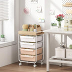 SYKIARIOL Rolling Craft Storage Cart with 4 Drawers,Kids Art Cart,Pearl - Image 2