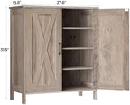 Homleke Farmhouse Shoe Cabinet with 2 Barn Doors & Wood Legs - Image 2