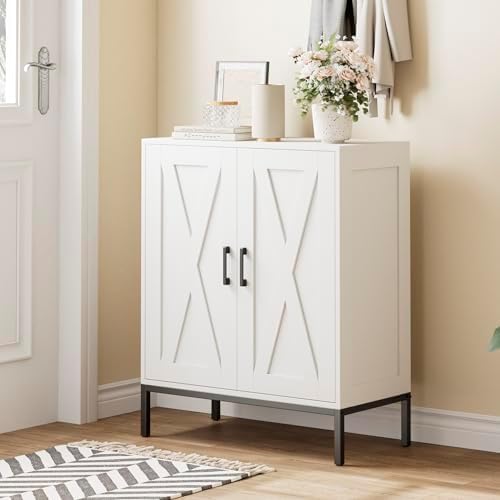 Homleke Farmhouse Shoe Cabinet with 2 Barn Doors & Metal Legs - Image 6