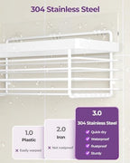 Shower Shelves Adhesive 3 Pack Stainless Steel Storage Organizers-White - Image 2