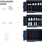 HOMSHO Farmhouse Shoe Storage Bench with 4 Barn Doors & Padded Seat Cushion - Image 5