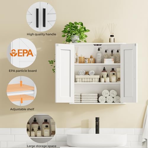 Homleke Bathroom Wall Cabinet, Medicine Cabinet with Adjustable Shelves - Image 4