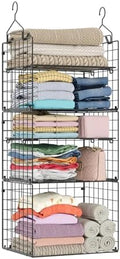 X-cosrack Closet Hanging Organizer Shelves - 5 Tier Wardrobe Organizers and Storage Bin, Hanging Organizer Shelves, Clothes Shelf with Adjustable Dividers for Bedroom Closet Sweater Shoes Handbag by X-cosrack