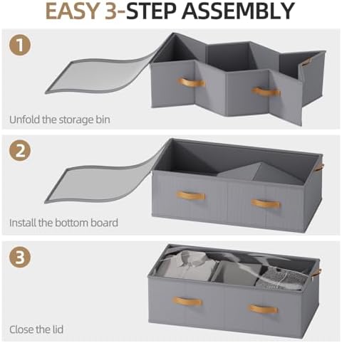 4 Pack Under Bed Storage Bins,10 Inch Tall, Light Gray, 31.5x15.8x10 inch - Image 6