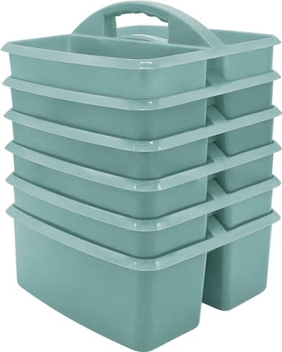 Teacher Created Resources Calming Blue Portable Plastic Storage Caddy 6-Pack for Classrooms, Kids Room, and Office Organization, 3 Compartments by TeacherCreatedResourcesOS