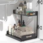 Under Sink Organizer with Pull-Out Drawers,Kitchen Sink Organizer,2 Tier Bathroom Organizers And Storage,Bathroom Accessories Set,Black 2 Pack - Image 7