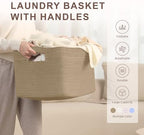 60L Woven Laundry Basket Hamper with Handles, Jute - Image 4