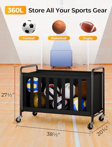 StorageWorks Sports Ball Storage Cart with Wheels, Garage Ball Storage - Image 2