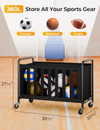 StorageWorks Sports Ball Storage Cart with Wheels, Garage Ball Storage - Image 2