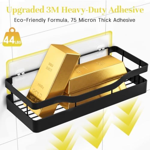 Heavy-Duty Adhesive Shower Caddy, Black Organizer - Image 3