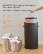 126L Laundry Basket with Lid, Laundry Hamper, Laundry Room, Black - Image 4
